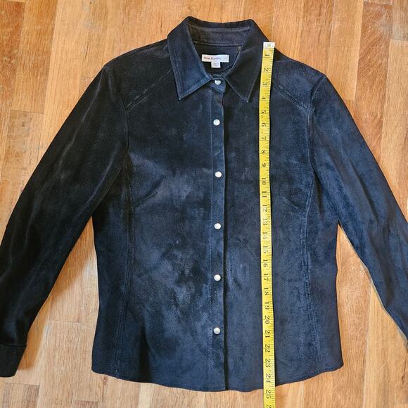 New Frontier Black Suede Western Moto Shirt Jacket‎ Size 12 Snap Front - Picture 7 of 16